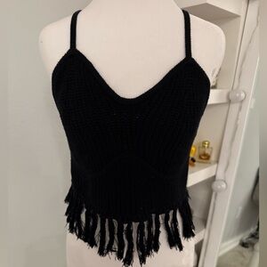 Universal Thread- Black Fringe Knit Women's Top- Medium